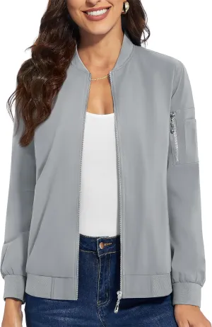 TACVASEN Women's Bomber Jackets Lightweight Casual Jacket Full Zip Windbreaker Fall Jacket