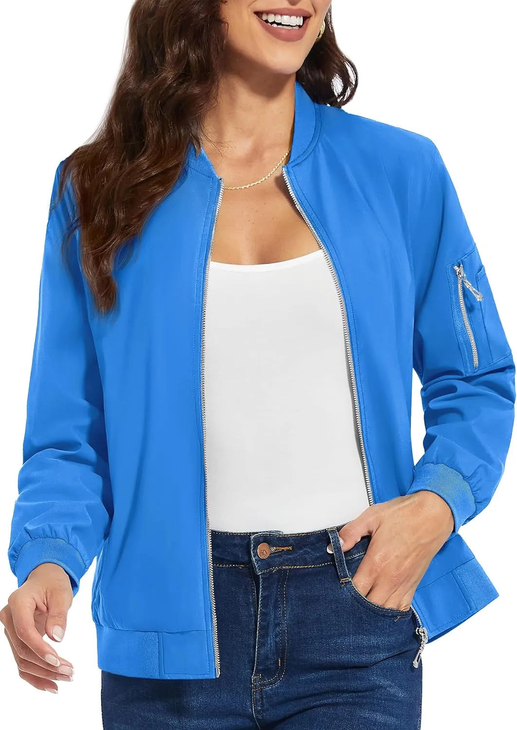 TACVASEN Women's Bomber Jackets Lightweight Casual Jacket Full Zip Windbreaker Fall Jacket