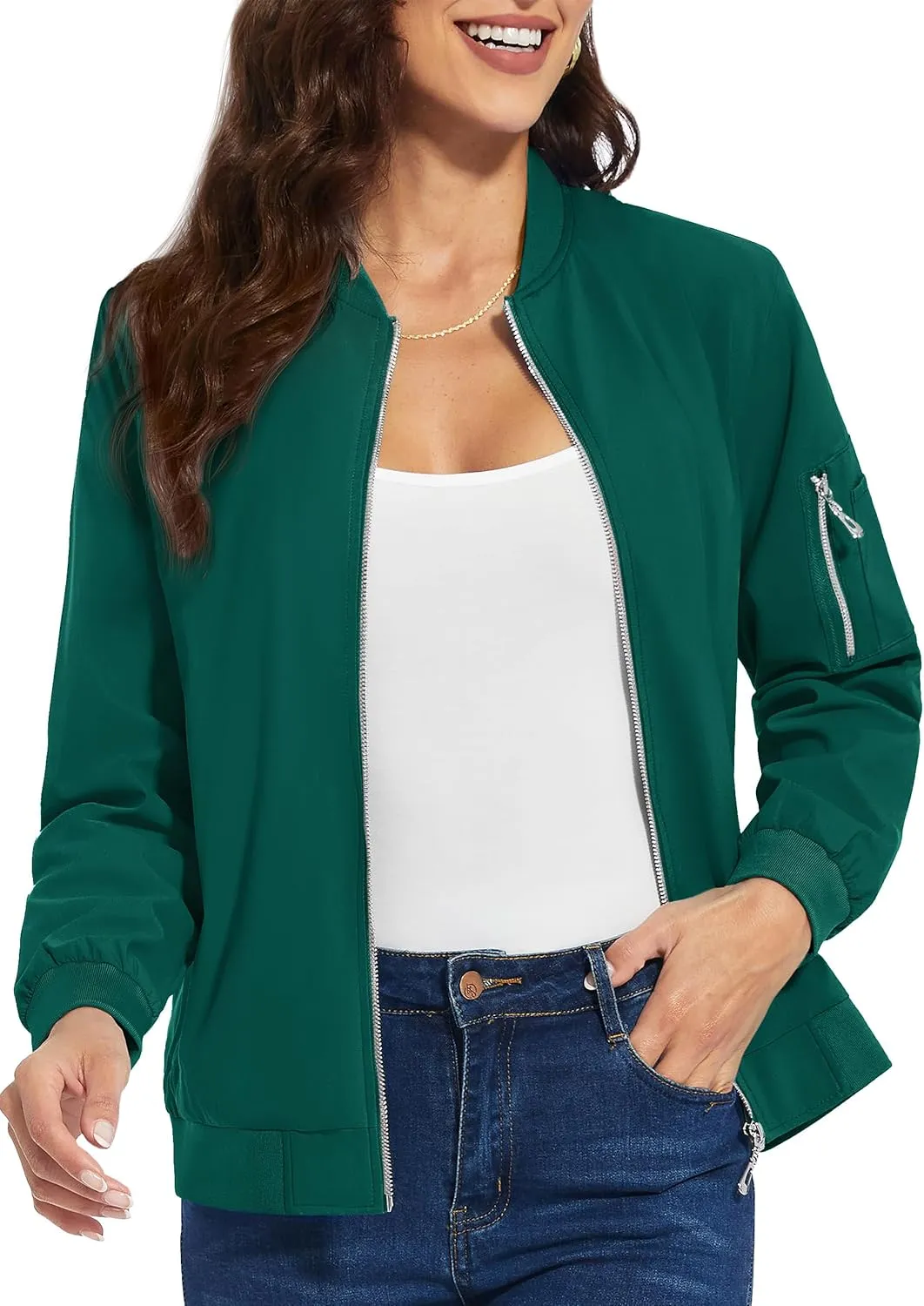 TACVASEN Women's Bomber Jackets Lightweight Casual Jacket Full Zip Windbreaker Fall Jacket