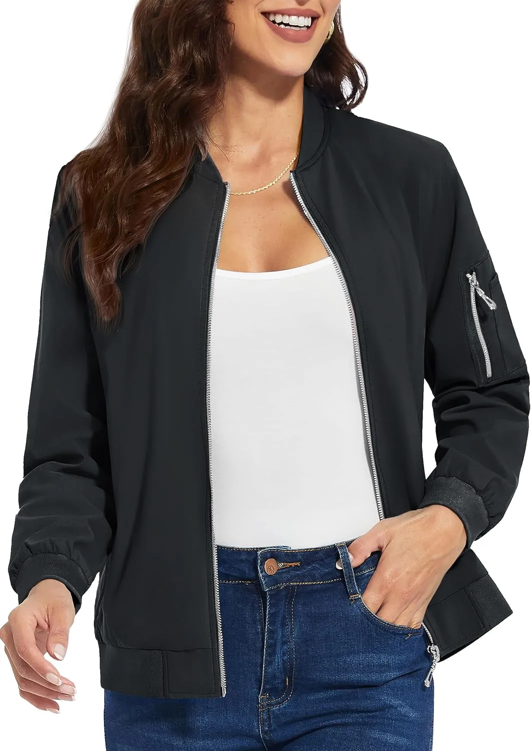 TACVASEN Women's Bomber Jackets Lightweight Casual Jacket Full Zip Windbreaker Fall Jacket