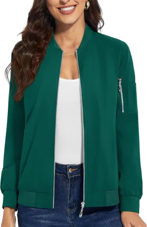 TACVASEN Women's Bomber Jackets Lightweight Casual Jacket Full Zip Windbreaker Fall Jacket
