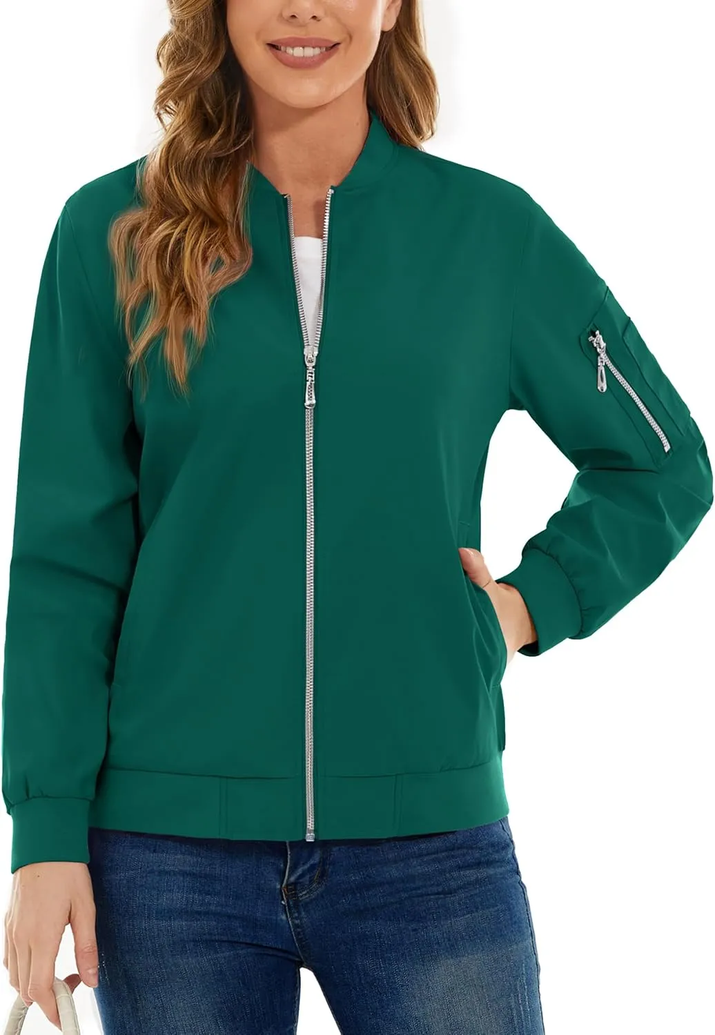 TACVASEN Women's Bomber Jackets Lightweight Casual Jacket Full Zip Windbreaker Fall Jacket