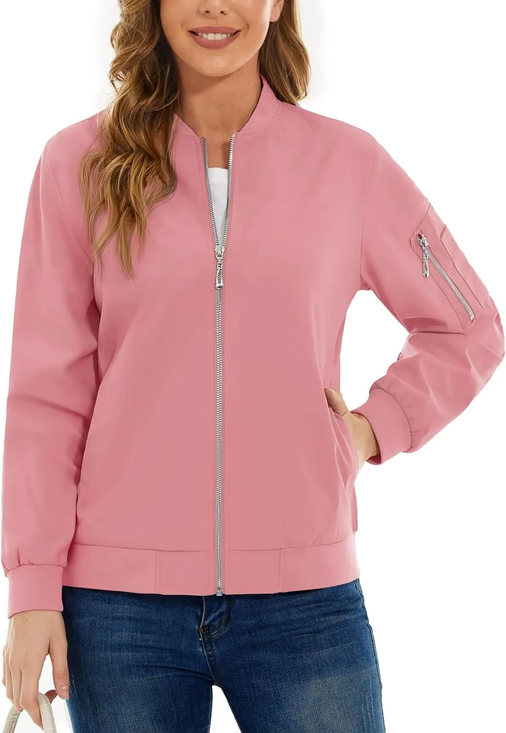 TACVASEN Women's Bomber Jackets Lightweight Casual Jacket Full Zip Windbreaker Fall Jacket