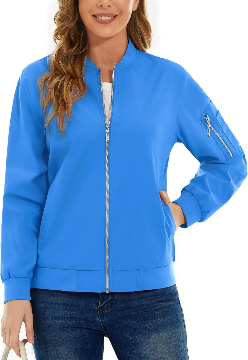 TACVASEN Women's Bomber Jackets Lightweight Casual Jacket Full Zip Windbreaker Fall Jacket