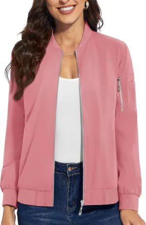 TACVASEN Women's Bomber Jackets Lightweight Casual Jacket Full Zip Windbreaker Fall Jacket