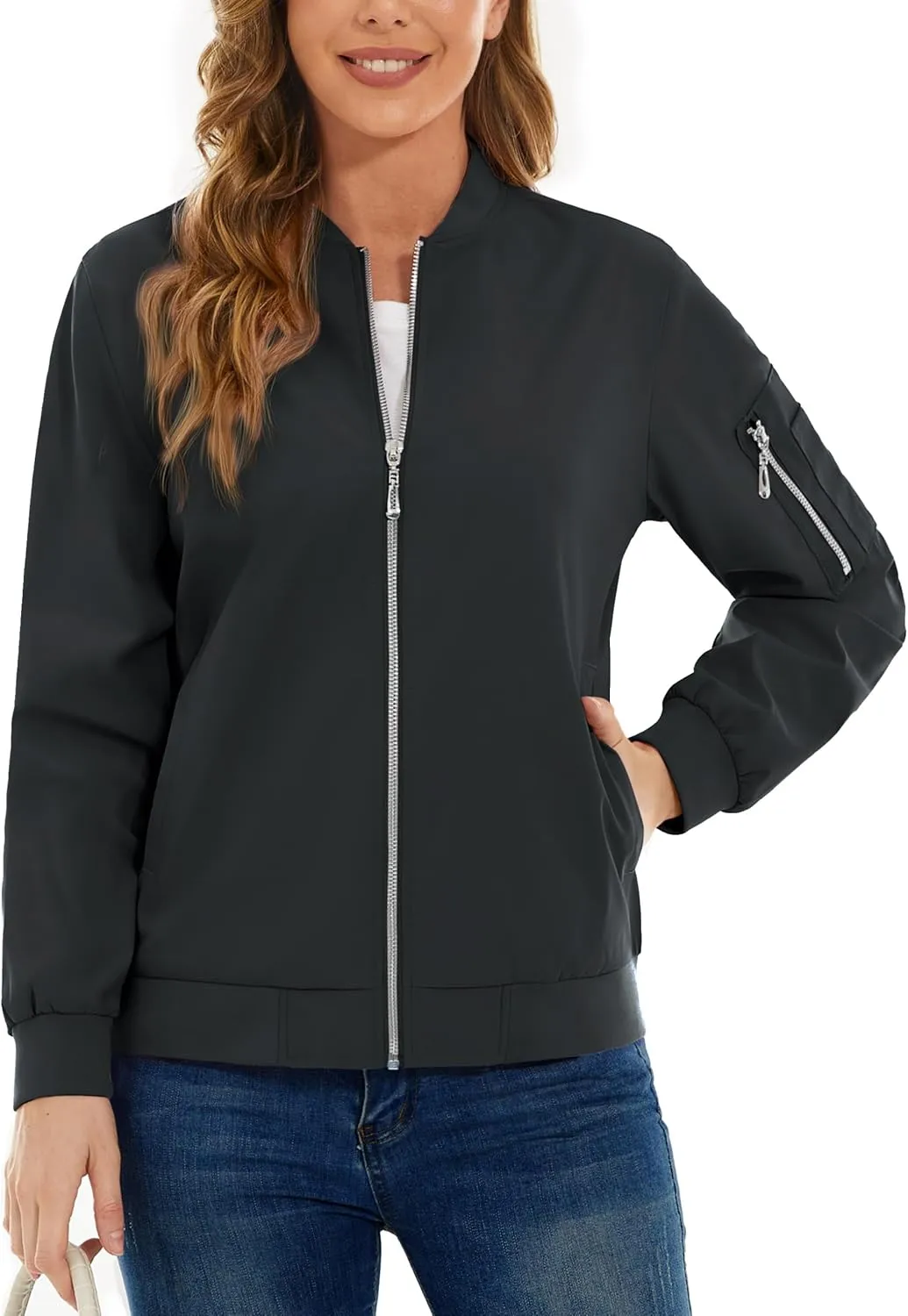 TACVASEN Women's Bomber Jackets Lightweight Casual Jacket Full Zip Windbreaker Fall Jacket