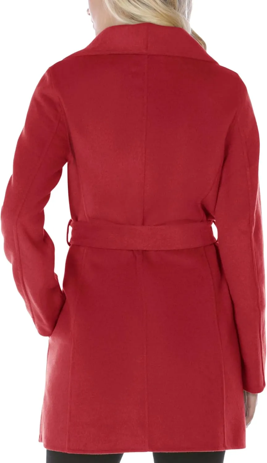 TAHARI Womens Ella Wool Blend Open Front Wrap Coat