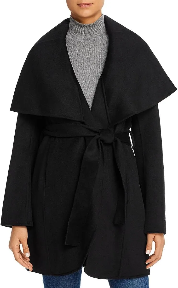 TAHARI Womens Marilyn Wool Blend Winter Wrap Coat