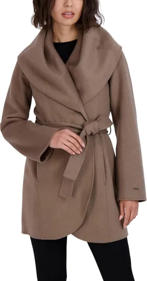 TAHARI Womens Marilyn Wool Blend Winter Wrap Coat