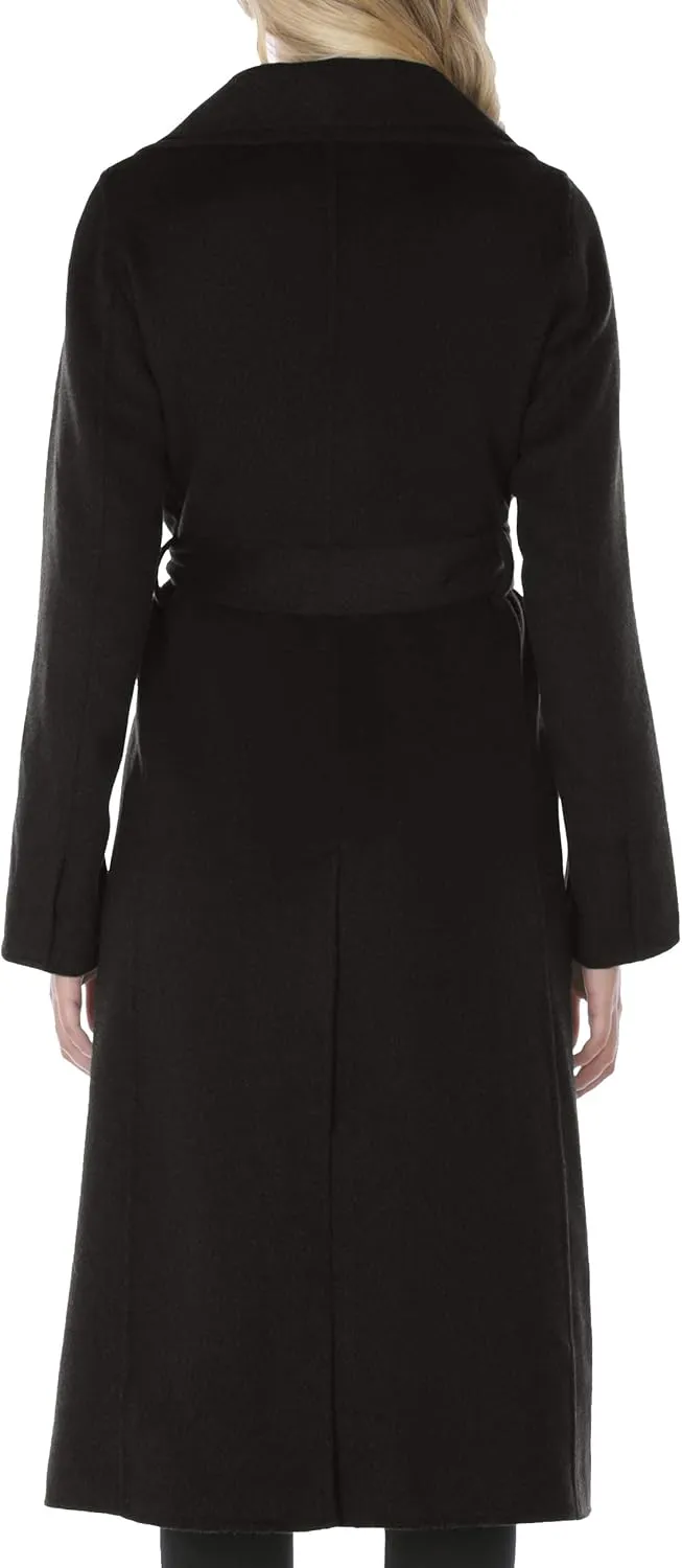 Tahari Women's Maxi Double Face Wool Blend Wrap Coat