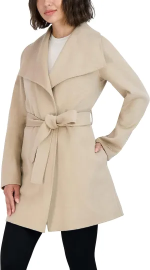 TAHARI Women's Peacoat Wool Blend Lapel Collar Trench Coat