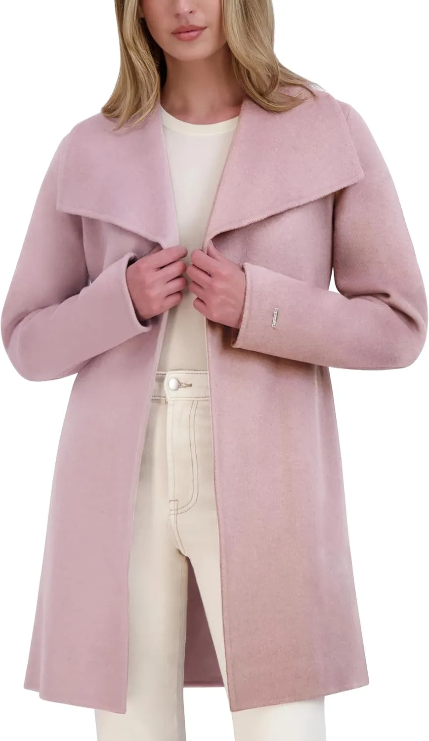 TAHARI Women's Peacoat Wool Blend Lapel Collar Trench Coat