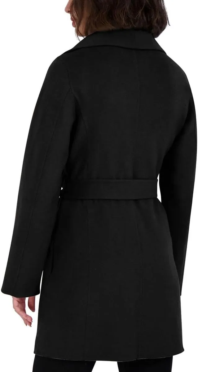 TAHARI Women's Peacoat Wool Blend Lapel Collar Trench Coat