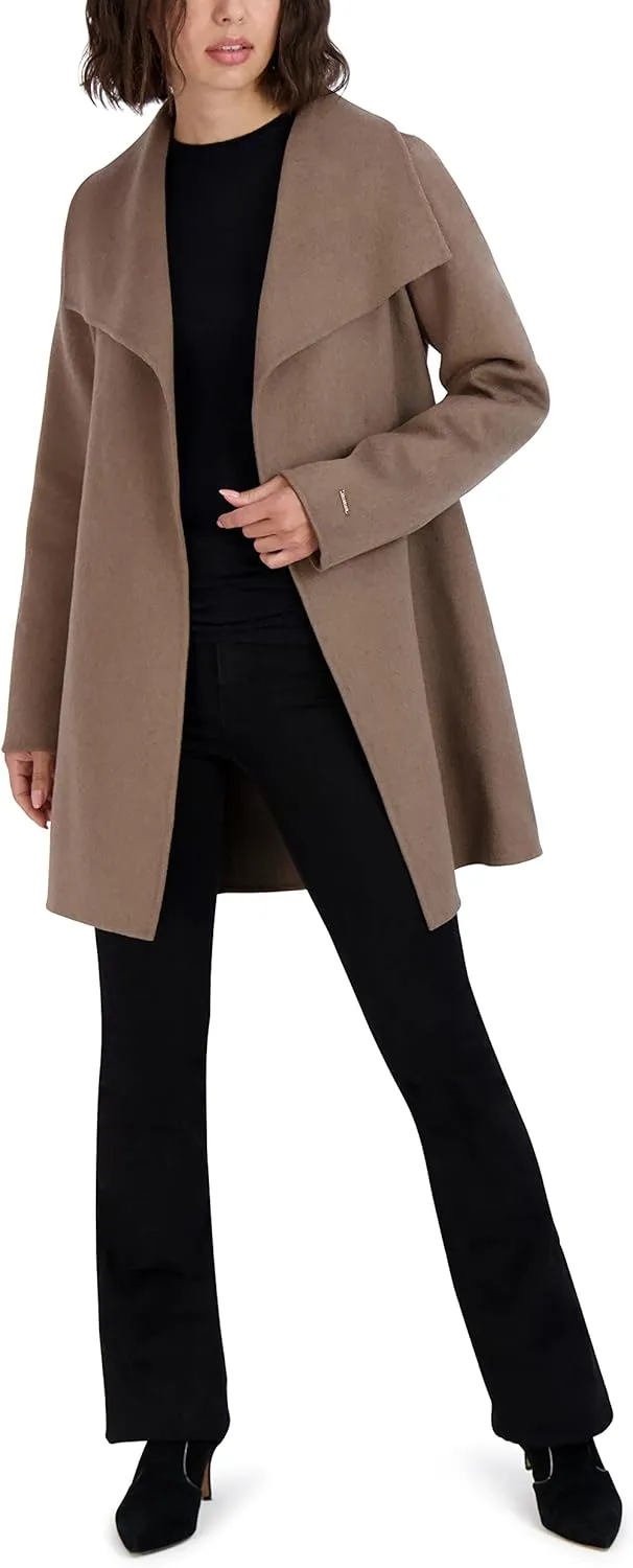 TAHARI Women's Peacoat Wool Blend Lapel Collar Trench Coat