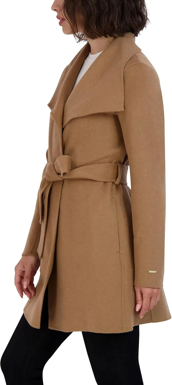 TAHARI Women's Peacoat Wool Blend Lapel Collar Trench Coat