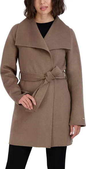 TAHARI Women's Peacoat Wool Blend Lapel Collar Trench Coat