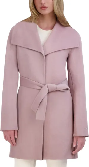 TAHARI Women's Peacoat Wool Blend Lapel Collar Trench Coat