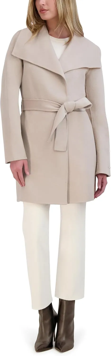 TAHARI Women's Peacoat Wool Blend Lapel Collar Trench Coat