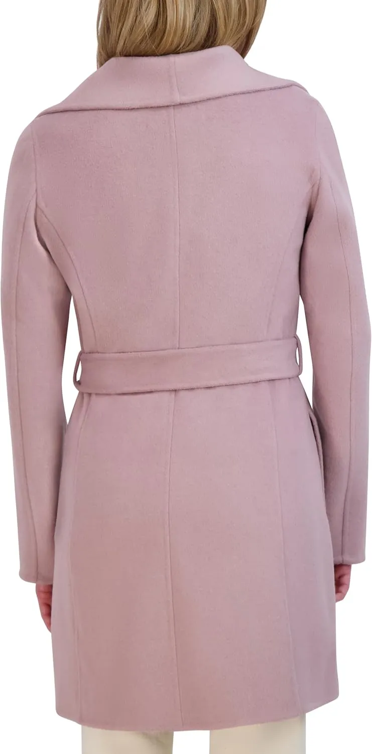 TAHARI Women's Peacoat Wool Blend Lapel Collar Trench Coat