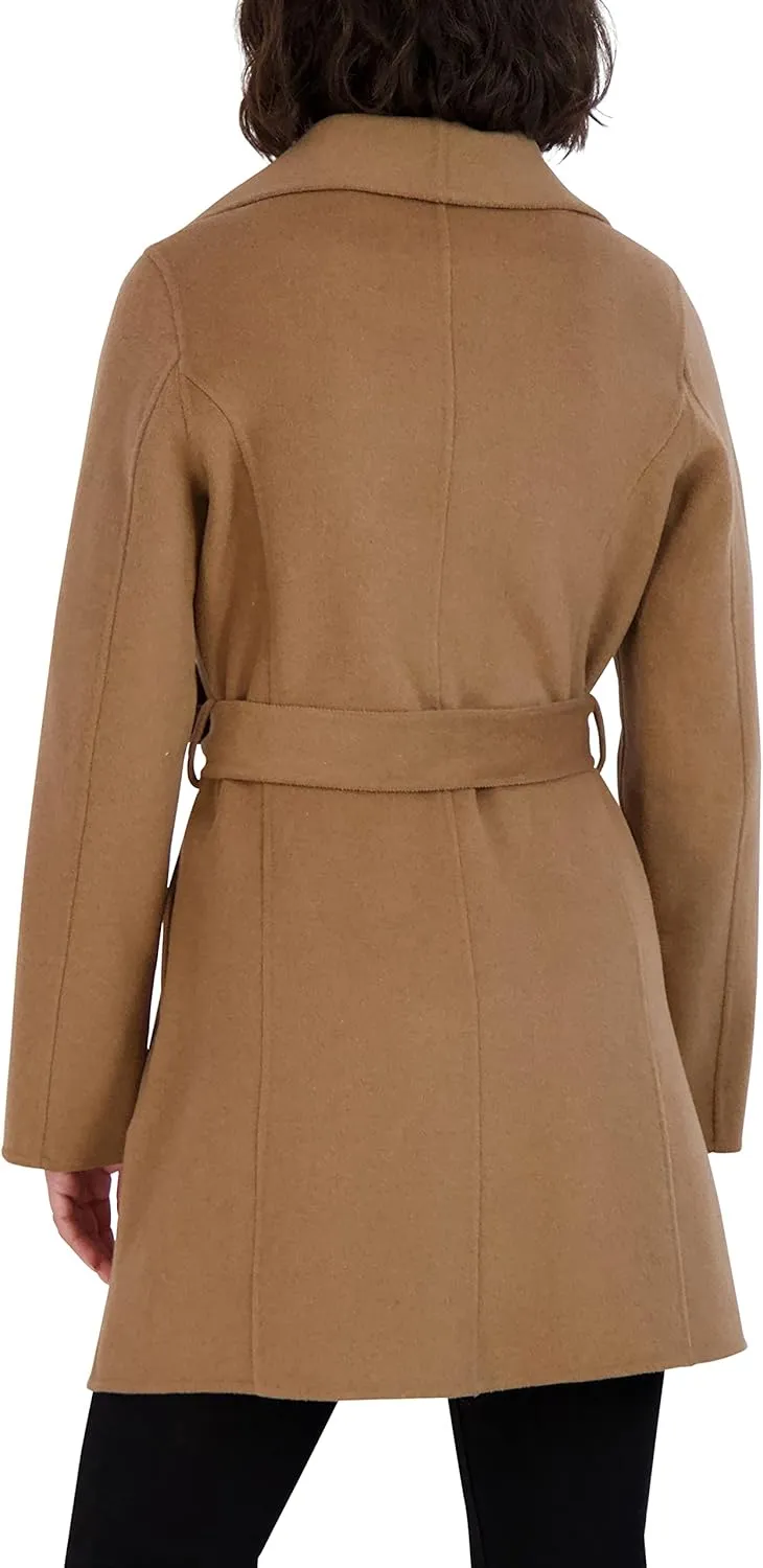 TAHARI Women's Peacoat Wool Blend Lapel Collar Trench Coat