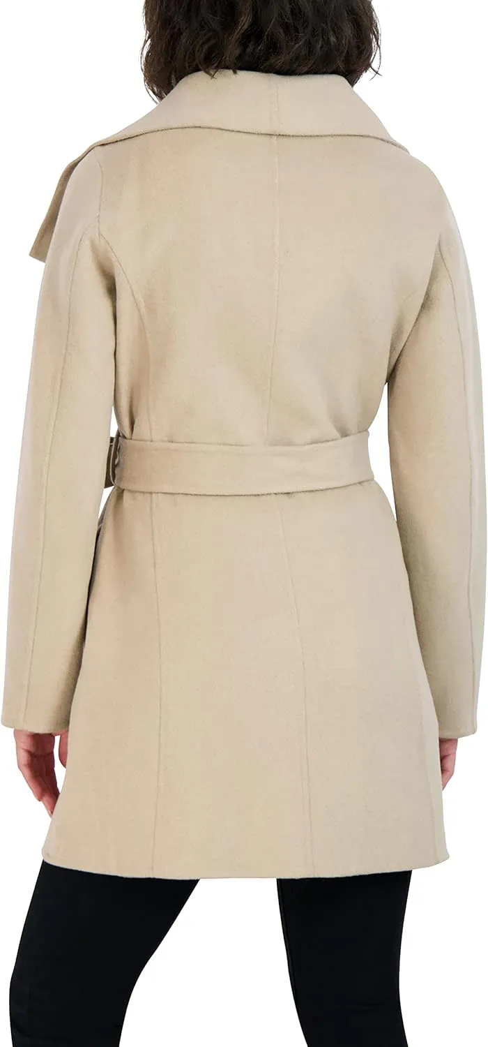 TAHARI Women's Peacoat Wool Blend Lapel Collar Trench Coat