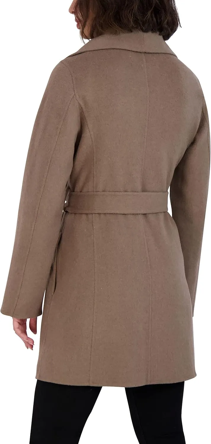 TAHARI Women's Peacoat Wool Blend Lapel Collar Trench Coat