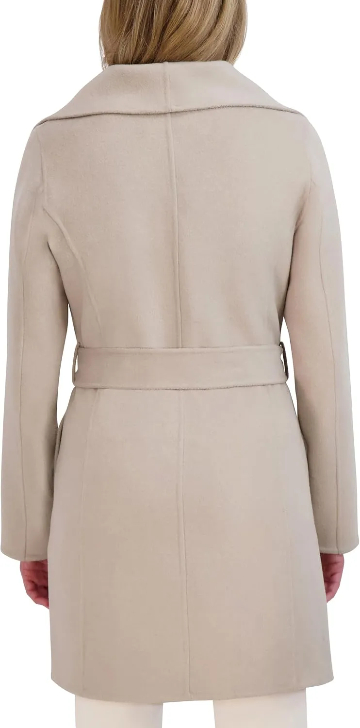TAHARI Women's Peacoat Wool Blend Lapel Collar Trench Coat