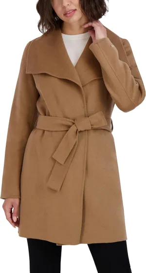 TAHARI Women's Peacoat Wool Blend Lapel Collar Trench Coat