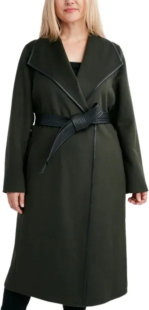Tahari Womens Plus Wool Blend Long Trench Coat