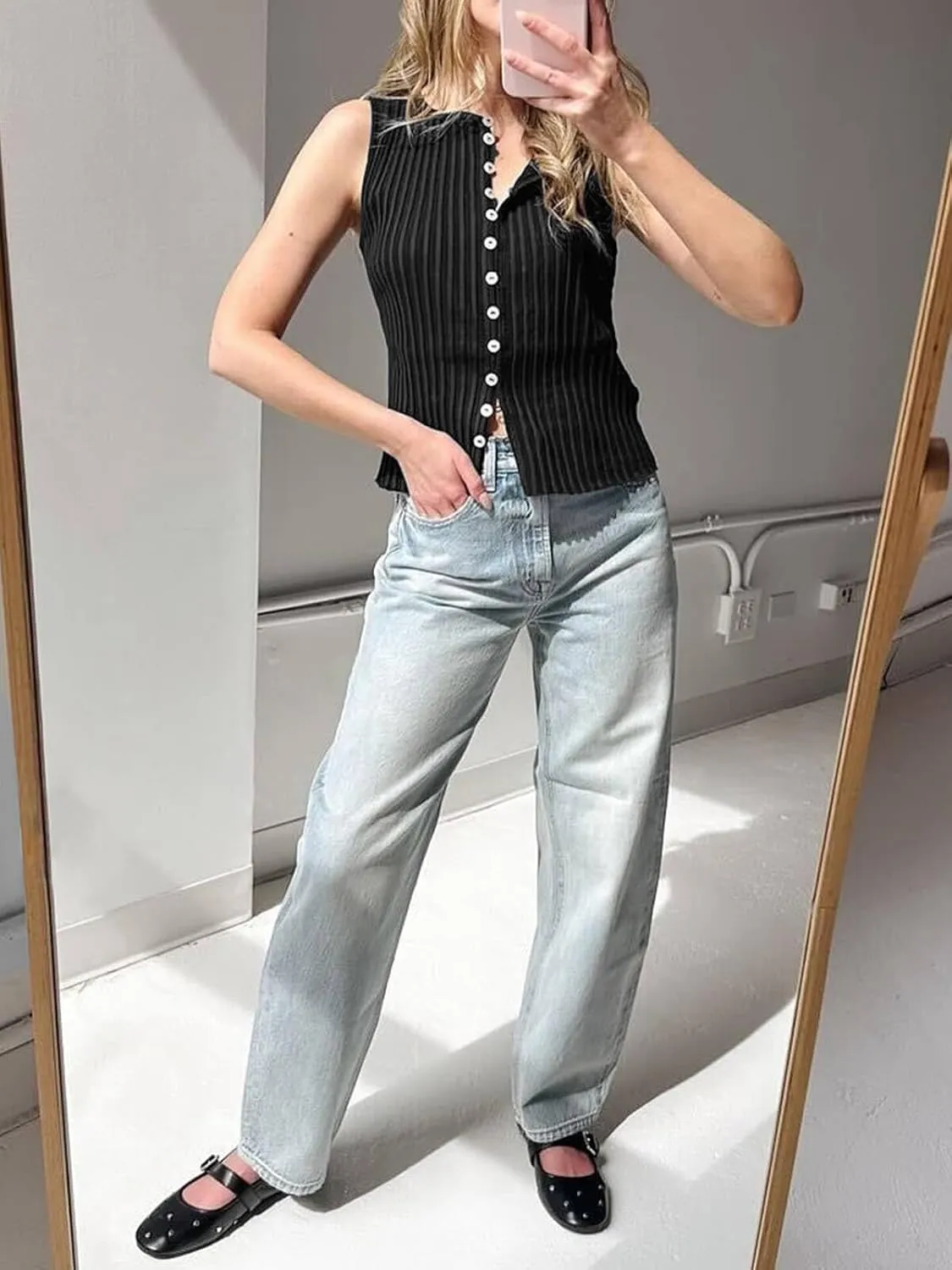 Tankaneo Womens Going Out Tops Summer Cute Ribbed Tank Crop Button Up Vest Top Y2K Sexy Outfits