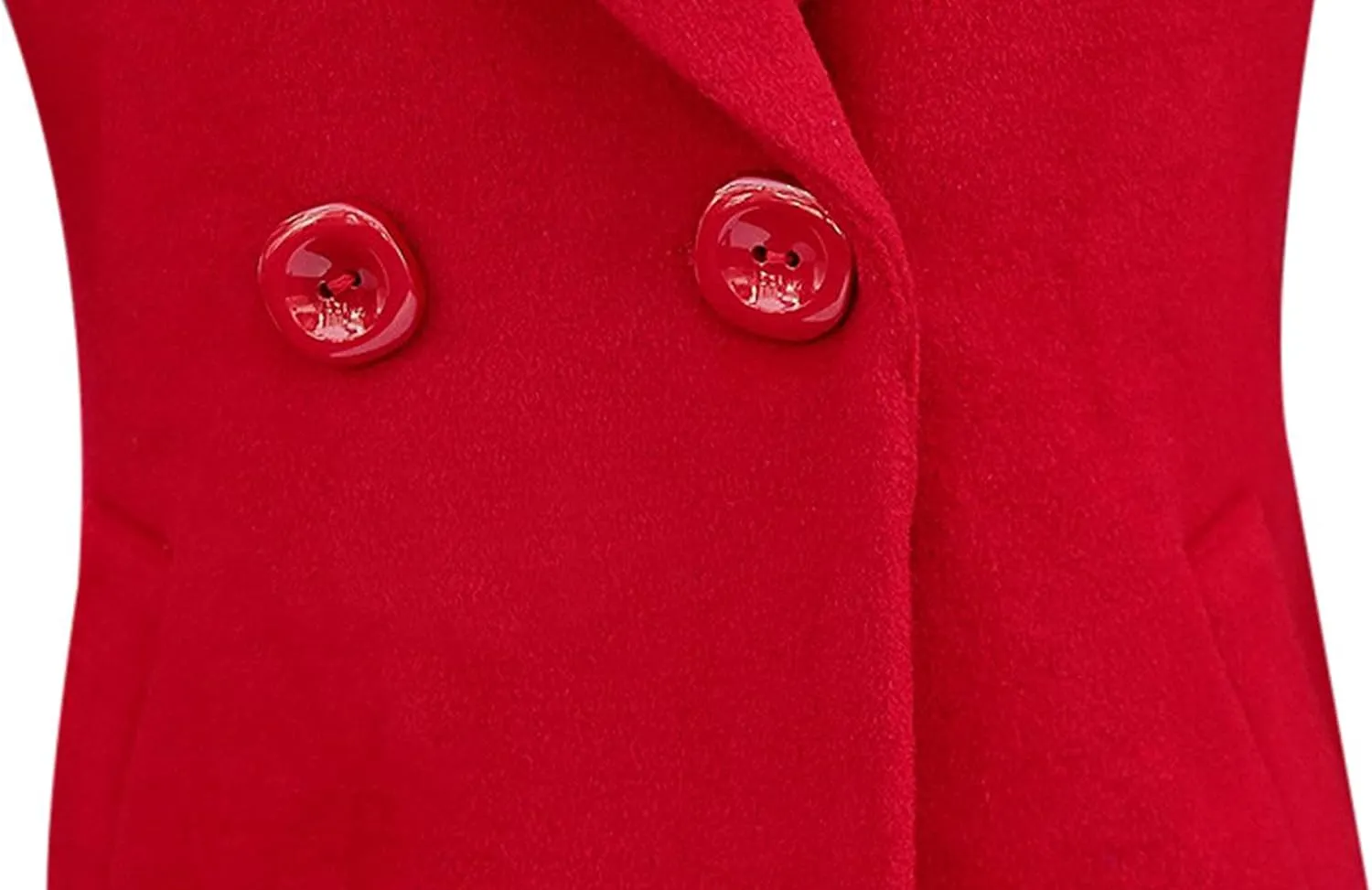 Tanming Womens Elegant Notched Collar Button Wool Blend Solid Long Pea Coat Overcoat