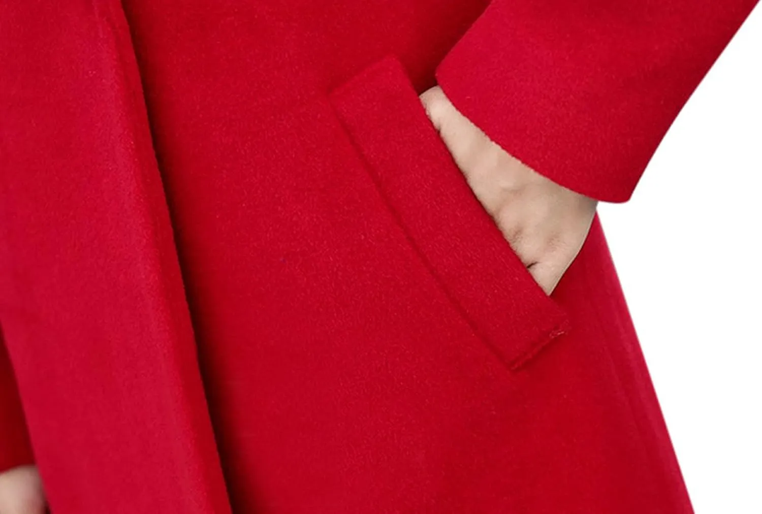 Tanming Womens Elegant Notched Collar Button Wool Blend Solid Long Pea Coat Overcoat