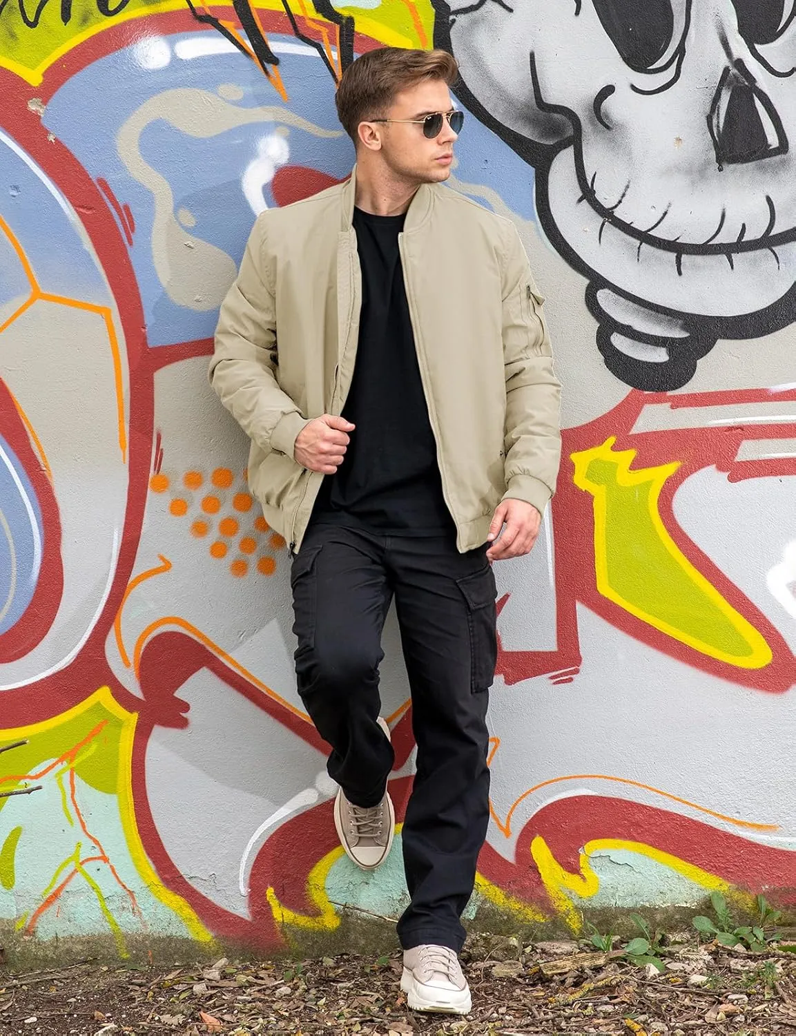 TBMPOY Men's Bomber Jacket Lightweight Winter Windbreaker Zip Up Padded Softshell Windproof Water-Resistant Casual Fall Coat