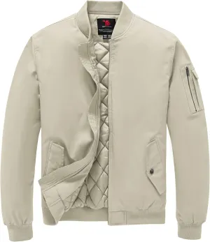 TBMPOY Men's Bomber Jacket Lightweight Winter Windbreaker Zip Up Padded Softshell Windproof Water-Resistant Casual Fall Coat