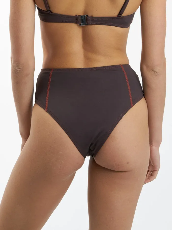 Thrills Nexus High Waist Bikini Bottom - Chocolate Plum