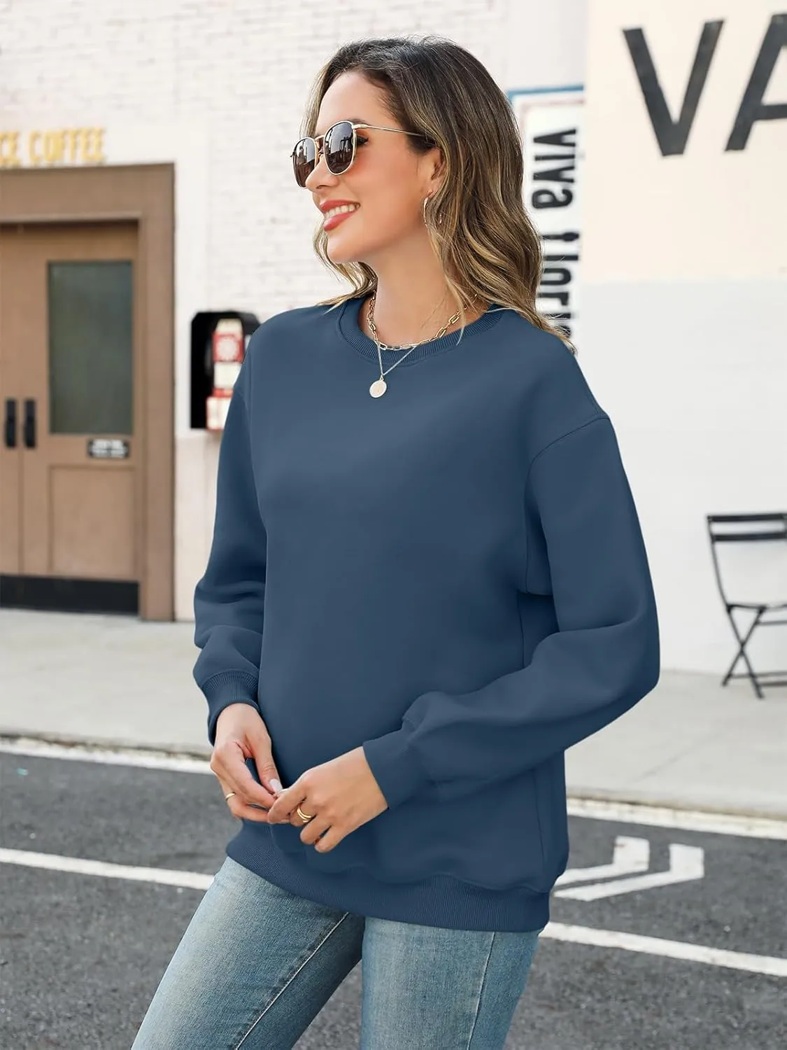 TICTICMIMI Women's Casual Crewneck Sweatshirts Long Sleeve Tops Loose Fit Fall Shirts