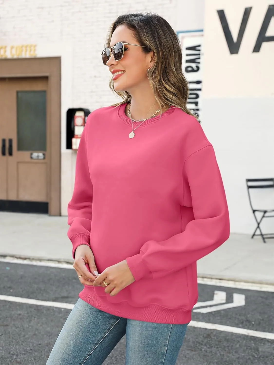 TICTICMIMI Women's Casual Crewneck Sweatshirts Long Sleeve Tops Loose Fit Fall Shirts