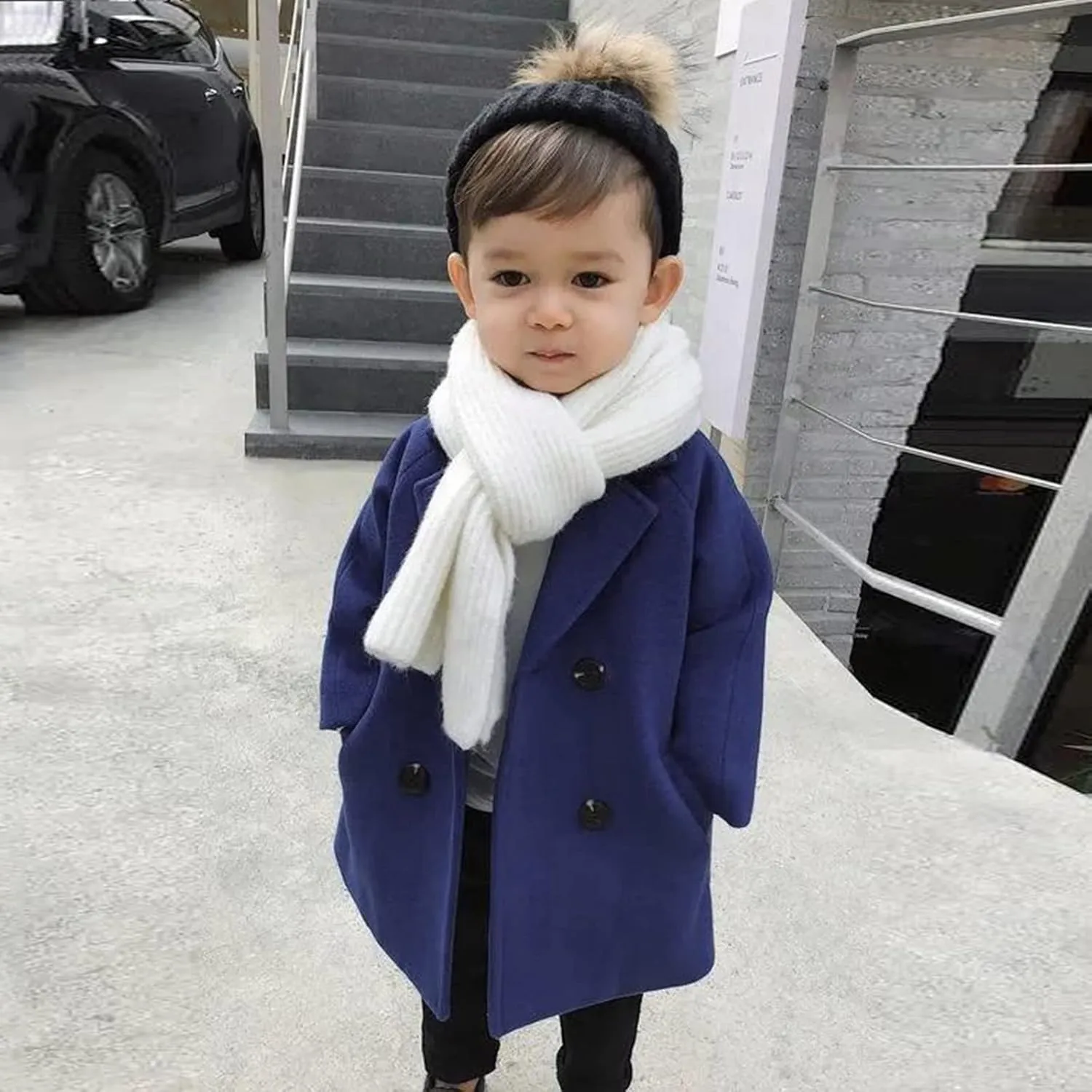 Toddler Baby Girls Classic Wool Blend Coat Winter Double Breasted Trench Coat Outwear Pea Coat Jacket