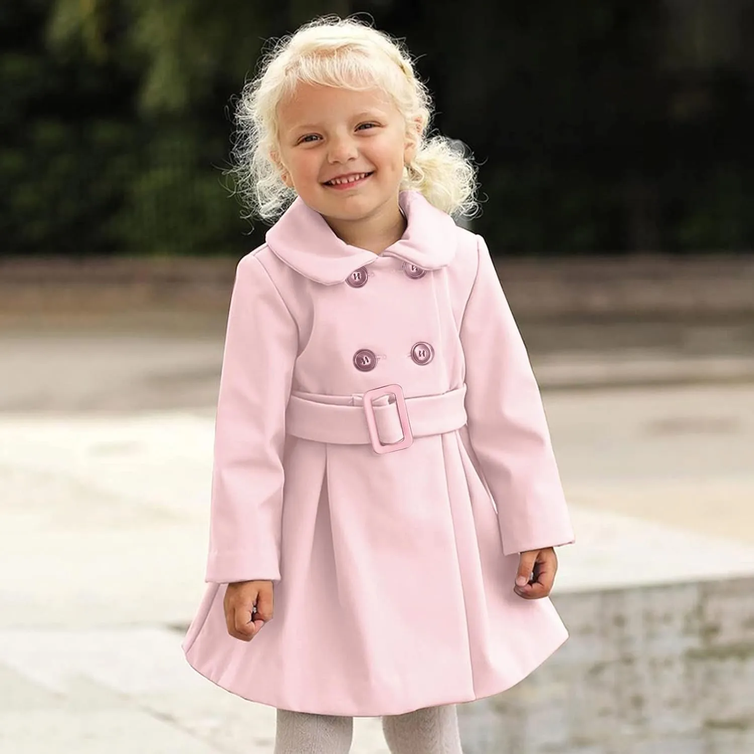 Toddler Baby Girls Classic Wool Blend Coat Winter Double Breasted Trench Coat Outwear Pea Coat Jacket