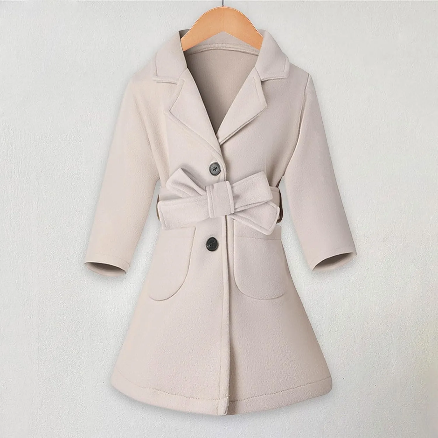 Toddler Kids Classic Wool Blend Coat Girls Dress Coat Winter Trench Coat Outwear Long Peacoat Outerwear with Belt