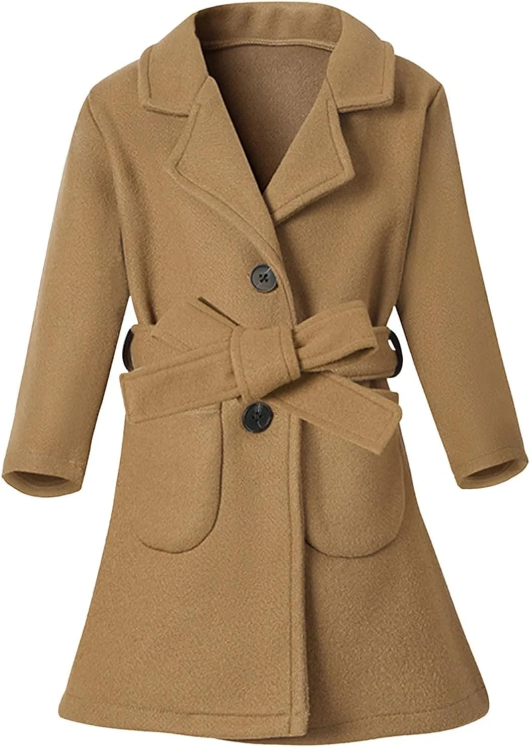 Toddler Kids Classic Wool Blend Coat Girls Dress Coat Winter Trench Coat Outwear Long Peacoat Outerwear with Belt