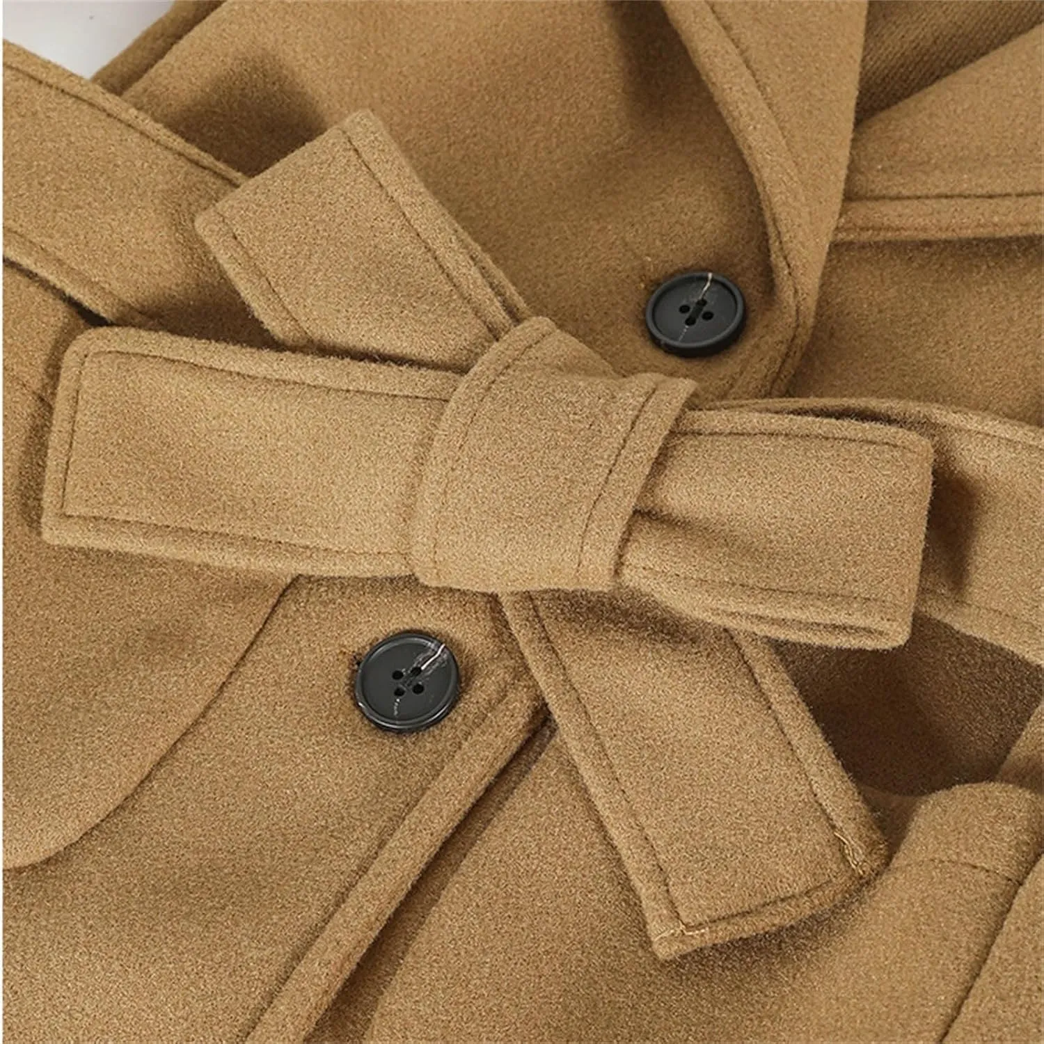 Toddler Kids Classic Wool Blend Coat Girls Dress Coat Winter Trench Coat Outwear Long Peacoat Outerwear with Belt