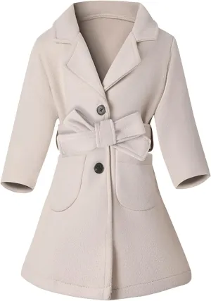Toddler Kids Classic Wool Blend Coat Girls Dress Coat Winter Trench Coat Outwear Long Peacoat Outerwear with Belt