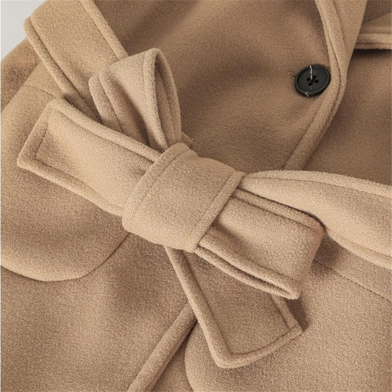 Toddler Kids Classic Wool Blend Coat Girls Dress Coat Winter Trench Coat Outwear Long Peacoat Outerwear with Belt