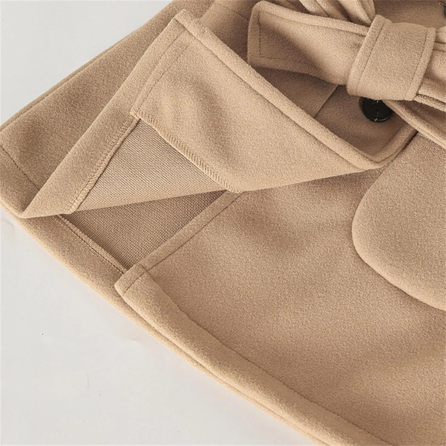 Toddler Kids Classic Wool Blend Coat Girls Dress Coat Winter Trench Coat Outwear Long Peacoat Outerwear with Belt