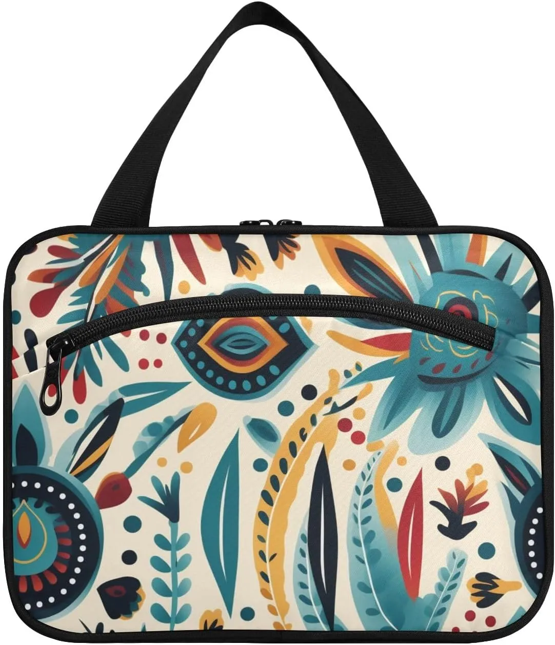 Toiletry Bag Abstract Ethnic Floral Hanging Makeup Organizer Water Resistant Cosmetic Bag