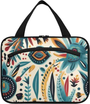 Toiletry Bag Abstract Ethnic Floral Hanging Makeup Organizer Water Resistant Cosmetic Bag