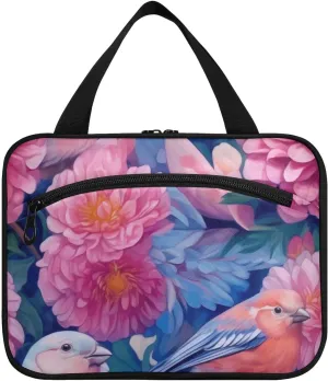 Toiletry Bag Birds and Flowers Hanging Makeup Organizer Water Resistant Cosmetic Bag