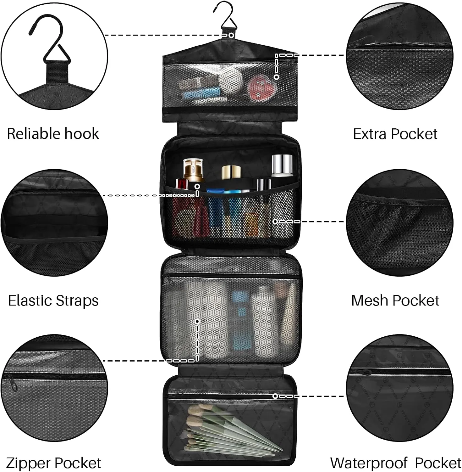 Toiletry Bag Birds and Flowers Hanging Makeup Organizer Water Resistant Cosmetic Bag