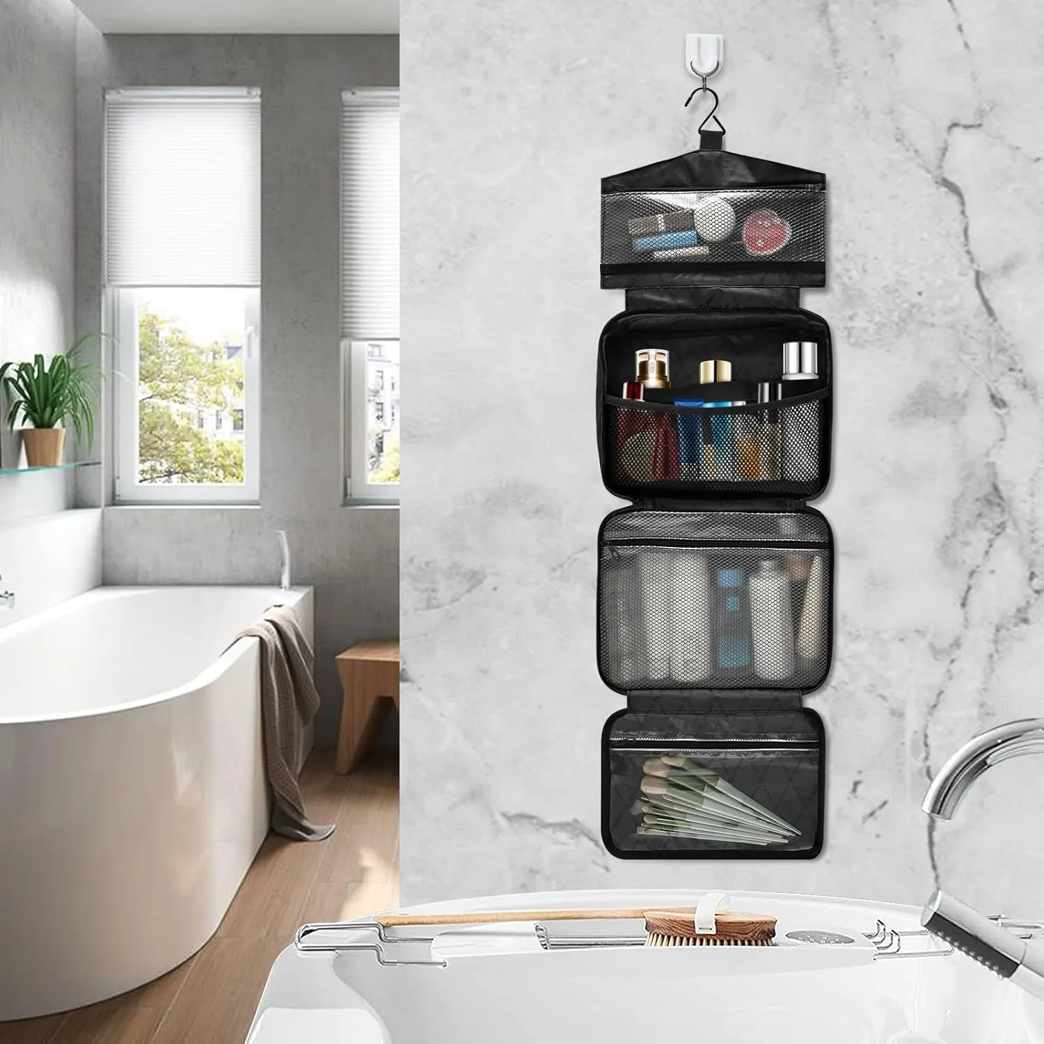 Toiletry Bag Birds and Flowers Hanging Makeup Organizer Water Resistant Cosmetic Bag